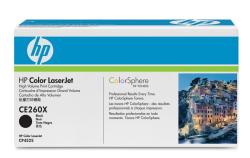 Verpackung für HP Color LaserJet Tonerkartusche. Enthält Informationen zu Farben und Druckqualität.