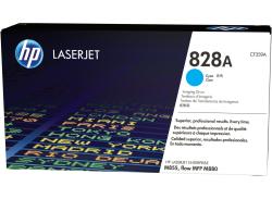 Schwarze Verpackung für einen HP LaserJet Imaging Drum. Auf der Vorderseite sind die Farben und die Modellnummer 828A deutlich sichtbar.