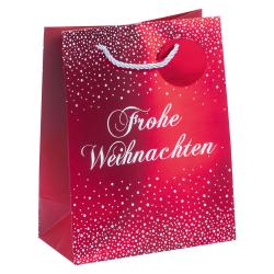 Festliche Geschenktasche Frohe Weihnachten rot/weiß