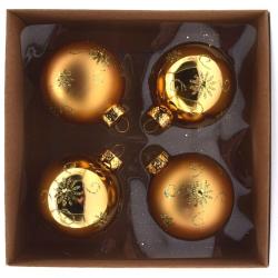 Christbaumschmuck Glaskugel dekoriert 6 cm 4 Stück gold