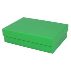 Acht grüne, rechteckige Boxen, gestapelt in abnehmender Größe. Einheitliches Design, matte Oberfläche.