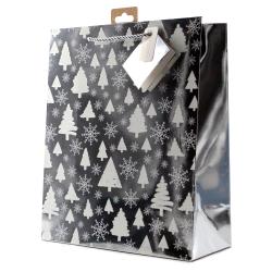 Geschenktasche Weihnachtsmotive 26 x 32 x 12 cm silber