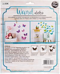 35 bunte Schmetterlinge als 3D-Aufkleber. Selbstklebend und wiederverwendbar. Ideal für Raumdekoration oder Partys.