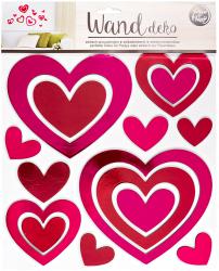Dekorationsset mit verschiedenen Herzen in Pink und Rot. Selbstklebend und wiederverwendbar.