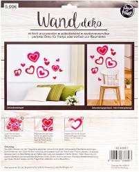 Dekorationsset mit verschiedenen Herzen in Pink und Rot. Selbstklebend und wiederverwendbar.