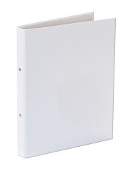 Weißer Ordner mit zwei Ringen. Schlichtes Design, keine Aufschrift.