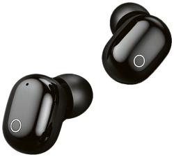 Schwarze True Wireless Ohrhörer in Verpackung. IPX5 wasserfest mit Smartphone Funktion.
