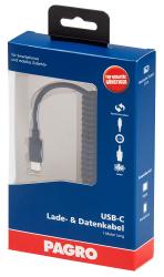 USB-C Lade- und Datenkabel in einer Verpackung. Kabel ist 1 Meter lang und geeignet für Smartphones.