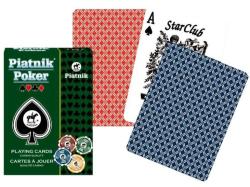 Spielkartenpackung von Piatnik mit grünem Karton. Zwei Karten sichtbar, eine rote Rückseite und eine schwarze Pik-Karte.