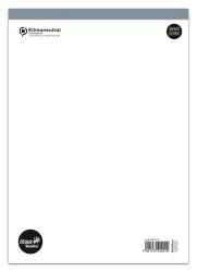 Weißes Blatt Papier mit einem grauen oberen Rand. Logos und Informationen zu Klimaneutralität und Genehmigung sind vorhanden.