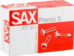 Weiße Verpackung mit rotem Aufdruck. Enthält 100 Stück von Phenix 5, einer Art von Befestigungselementen.