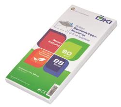 Packung mit 25 Briefumschlägen. Größe 110 x 220 mm. Nassklebend. Aus recyceltem Material. 90 g/m².
