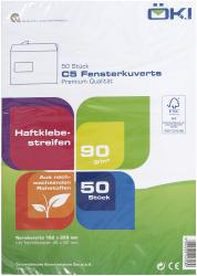 Packung mit 50 C5 Fenstekuverts. Enthält Haftklebestreifen und ist aus nachwachsenden Rohstoffen.
