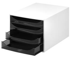 Schubladenbox mit 4 Laden grau/schwarz 