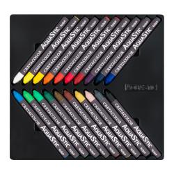 Packung mit 20 Aquarell-Ölpastellen. Bunte Zeichnung auf der Vorderseite.