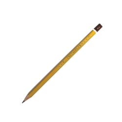 gelber Bleistift mit spitzem Ende. Auf der Seite steht 'CRETACOLOR'. Der Kopf ist braun.