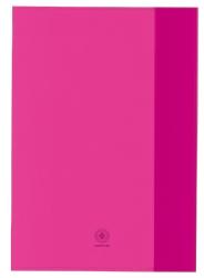 Fuchsia farbener Ordner mit glatter Oberfläche. Einfache, klare Form ohne zusätzliche Verzierungen.