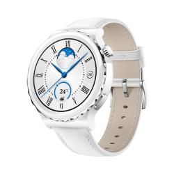 HUAWEI Watch GT3 Pro 43 mm mit Lederarmband weiß im Bundle mit Freebuds Lipstick