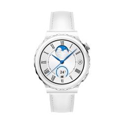 HUAWEI Watch GT3 Pro 43 mm mit Lederarmband weiß im Bundle mit Freebuds Lipstick