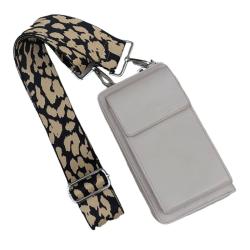 Phonewallet mit buntem Riemen dunkelbeige