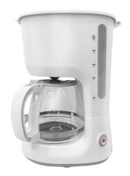 Kaffeemaschine in Weiß mit transparentem Kaffeekanne. Schlichtes Design, keine auffälligen Details.
