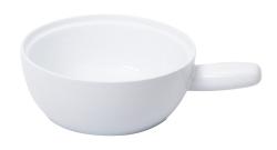 Fondue-Set mit schwarzem Topf und Holzgriff. Enthält mehrere Gabeln in verschiedenen Farben.