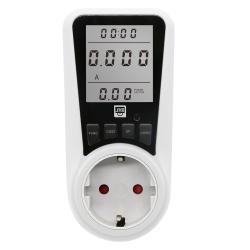 Energieverbrauchsmesser mit digitalem Display. Zeigt Stromverbrauch und Kosten an.