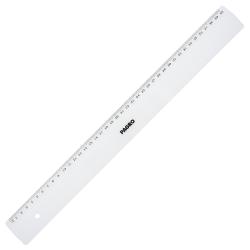 Transparenter Lineal aus Kunststoff. Skala in Zentimetern und Millimetern.