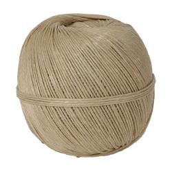 Beige Kugel aus Schnur, gleichmäßig gewickelt. Keine auffälligen Muster oder Details.