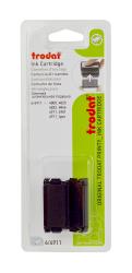 Schwarze Tintenpatrone für Stempel. Verpackung mit Anweisungen zur Verwendung.