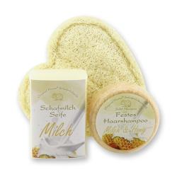 Geschenk-Set Pflege-Set Milch & Honig 3-teilig in Cellophan