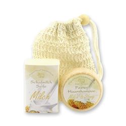 Geschenk-Set Pflege-Set Milch & Honig 3-teilig in Cellophan