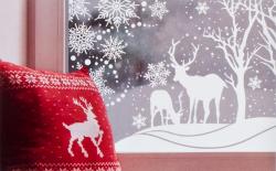 NOVOOO X-Mas Fensterbilder Winterlandschaft und Schneeflocken für Ecken