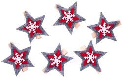 NOVOOO Seasons Xmas Dekokluppen Sterne aus Filz 6 Stück
