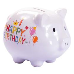 Sparschwein Happy Birthday 18 cm bunt