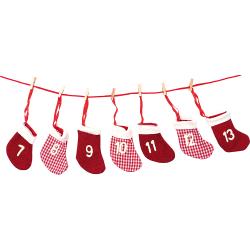 Adventkalender mit Socken rot/weiß 