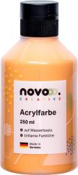 Flasche mit Acrylfarbe in orange. 250 ml, wasserbasiert, brillante Farbtöne.