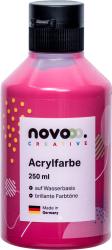 250 ml Flasche Acrylfarbe in kräftigem Pink. Wasserbasierte Farbe, brillante Farbtöne. Hersteller: novo. Made in Germany.