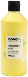 Gelbe Acrylfarbe in einer Flasche. Inhalt 500 ml, wasserbasiert.