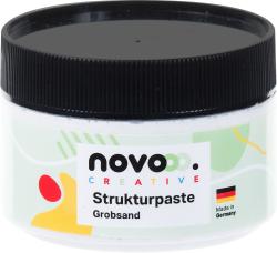 Behälter mit Strukturpaste. Aufkleber mit dem Text 'Strukturpaste Grobsand', hergestellt in Deutschland.