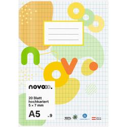 NOVOOO Heft A5 20 Blatt hochkariert 5 x 7 mm Nr. 9