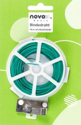 Grüner Bindedraht auf einer Spule. Enthält einen integrierten Schneider.