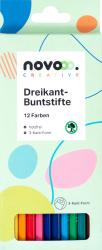 NOVOOO Creative Dreikant-Buntstifte 12 Stk. holzfrei mehrere Farben