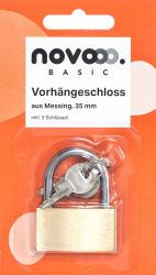 NOVOOO Basic Vorhängeschloss mit 3 Schlüsseln