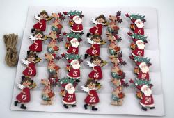 NOVOOO Seasons Kluppen-Adventkalender 24 Stück inkl. Juteschnur