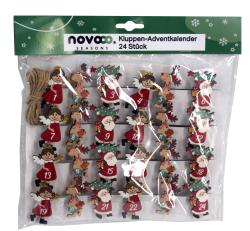 NOVOOO Seasons Kluppen-Adventkalender 24 Stück inkl. Juteschnur
