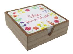 Dekorative Karte mit bunten Blumen. Text: 'Schön, dass es dich gibt!'