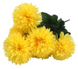 NOVOOO Kunstblume Chrysanthemenstrauß mit 7 runden Blüten gelb
