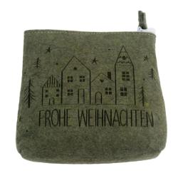 NOVOOO Seasons Filztasche Frohe Weihnachten 15 x 13 cm grün
