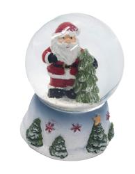 NOVOOO Seasons Schüttelkugel mit Weihnachtsmann und Tannenbäumen Ø 6 cm